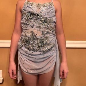 Elegant Blue Embellished Dance Dress